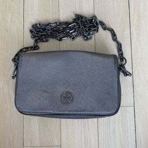 Silver Metallic Tory Burch Crossbody bag